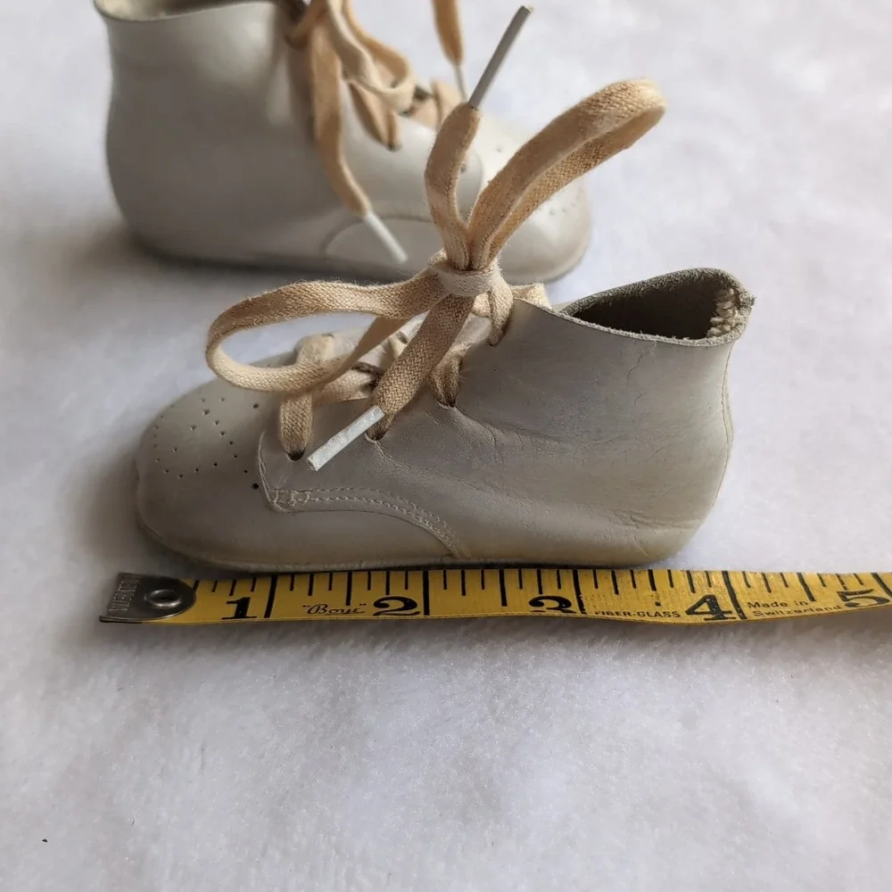 Antique White Leather Baby Shoes 4